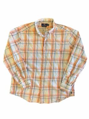 Vineyard Vines Slim Fit Crosby Button-Down Shirt Men’s XL Peach and Blue Plaid